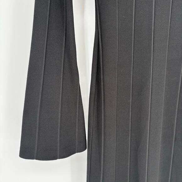 Kendall & Kylie Black Ribbed Bell Sleeve Bodycon Midi Dress Size XS - Picture 3 of 5